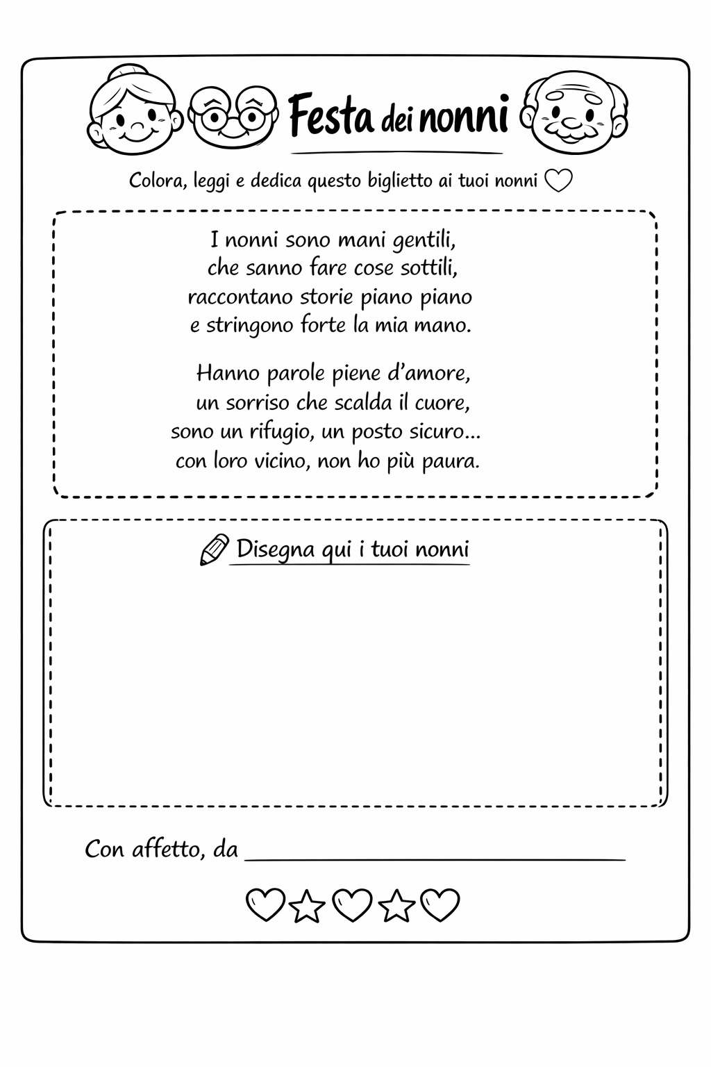Festa dei nonni da colorare scheda