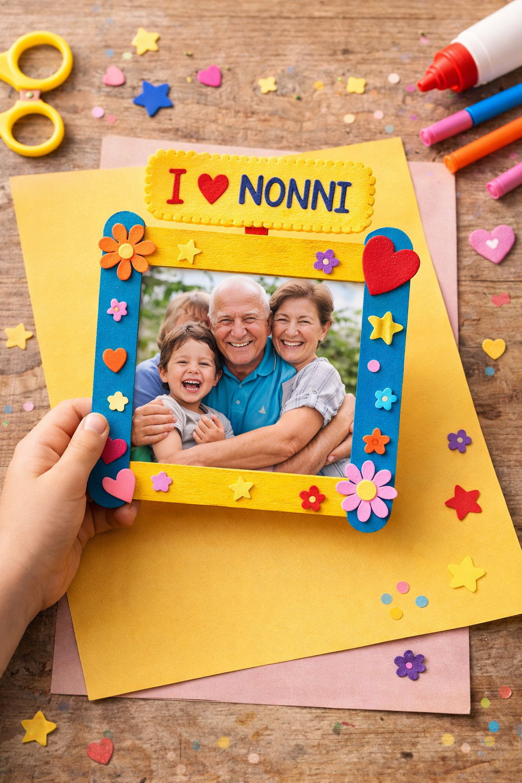 Cornice con foto lavoretto bambini nonni