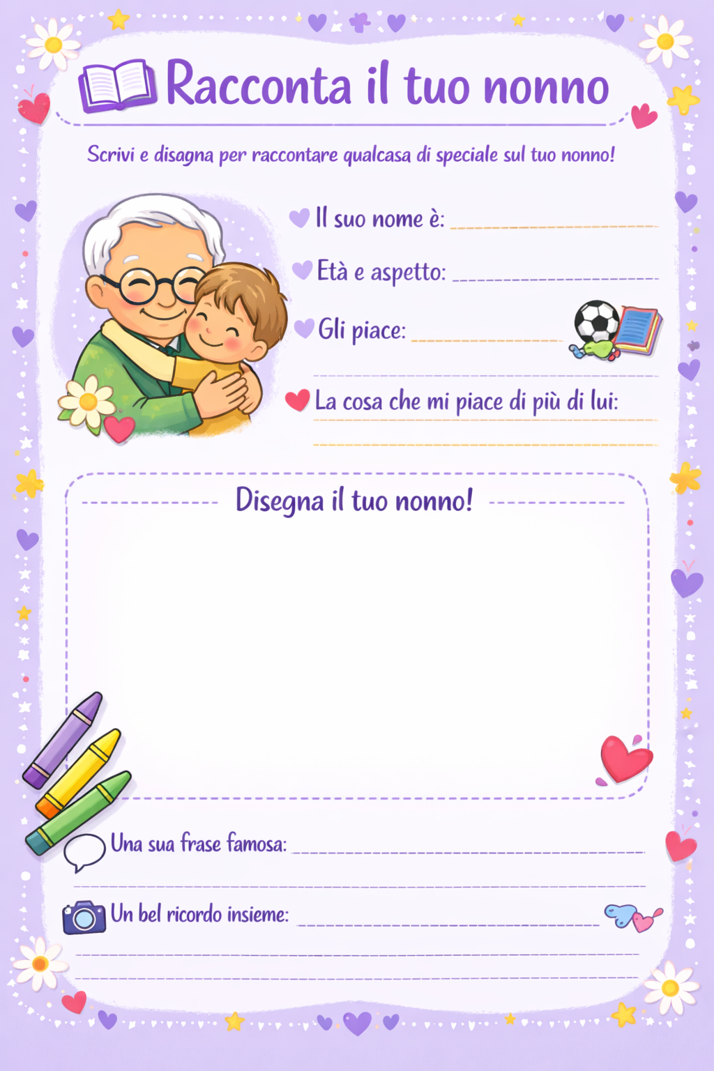 Scheda Racconta il tuo nonno da stampare