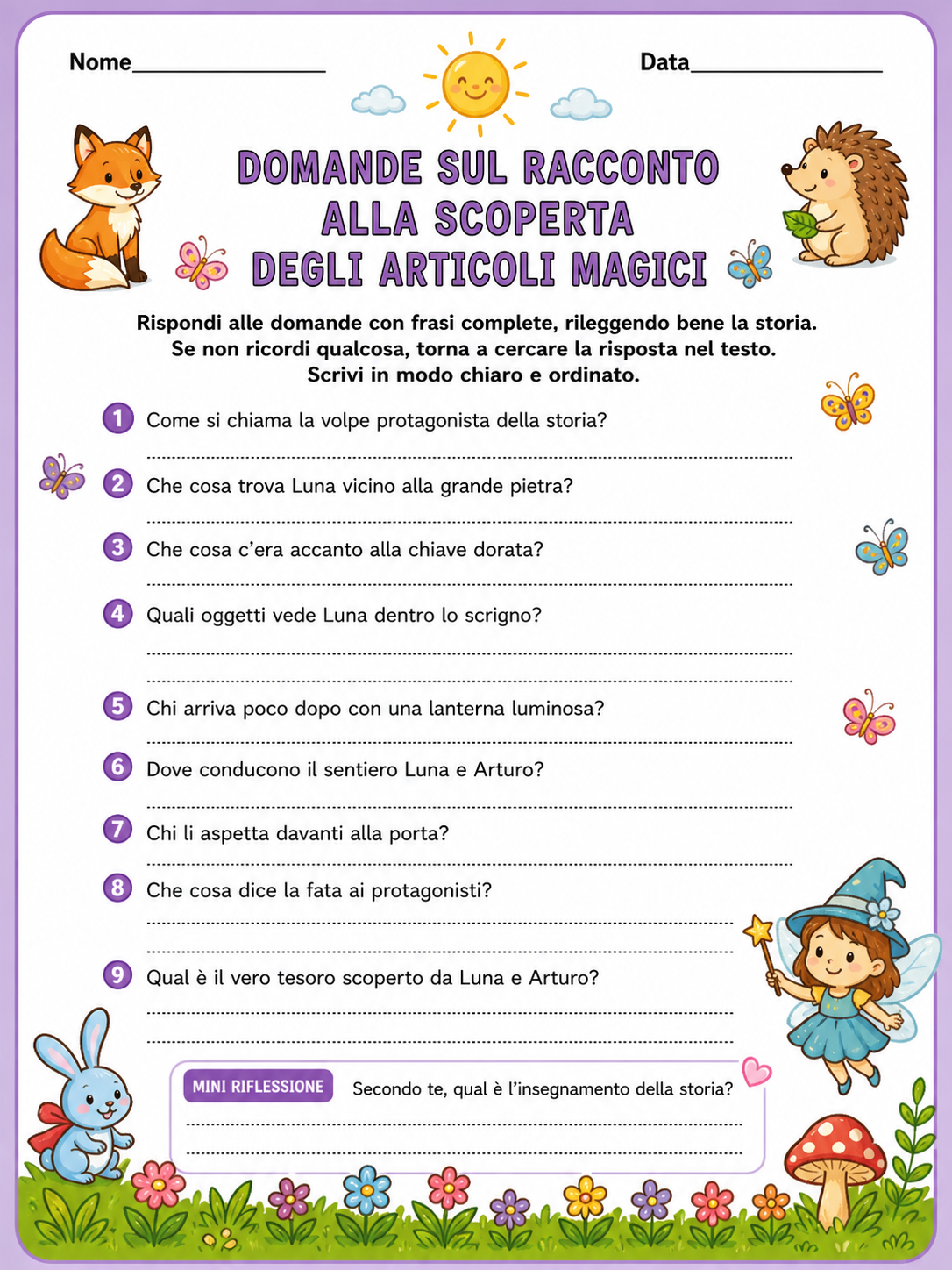 Domande sul racconto per bambini