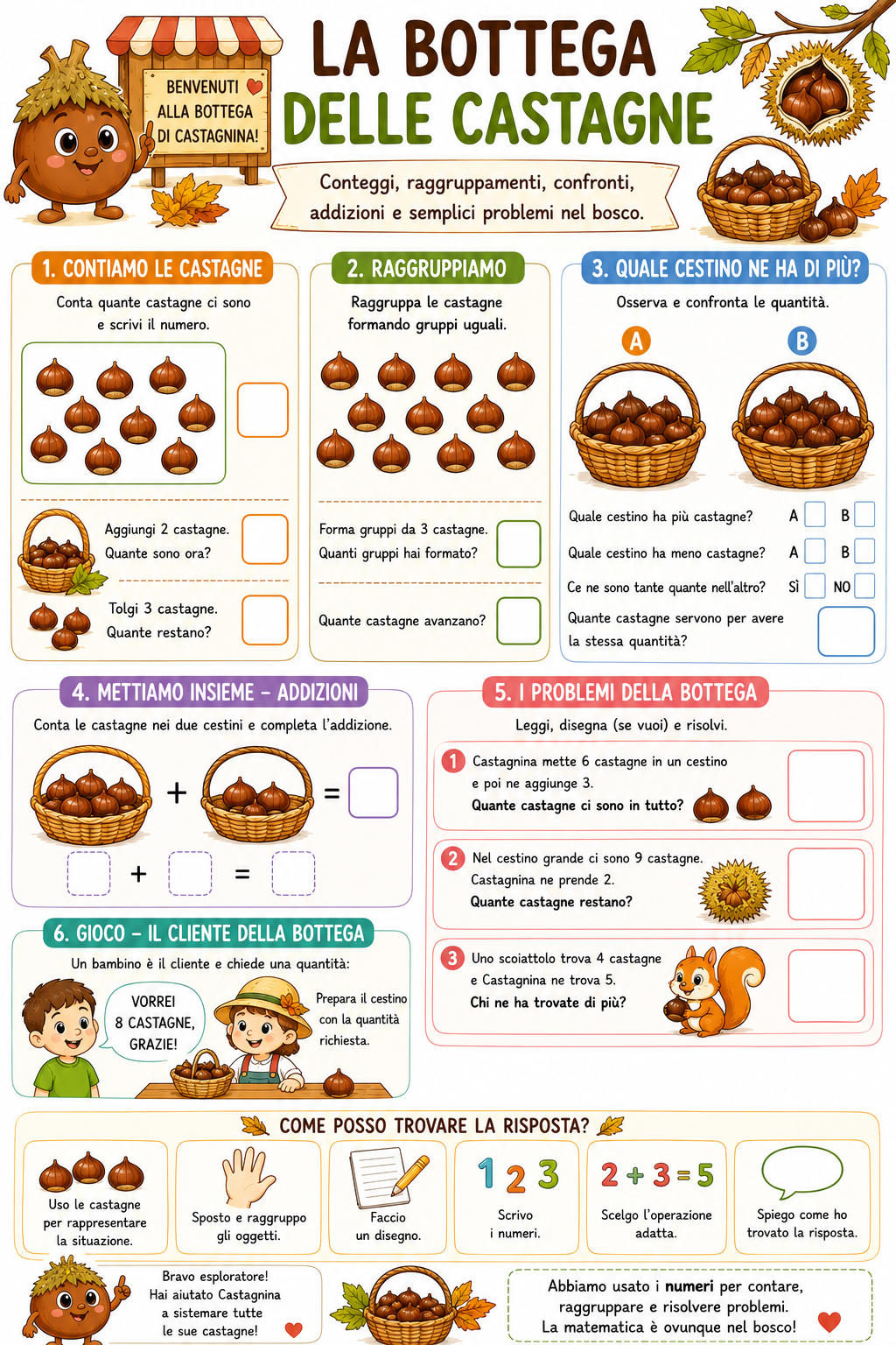 La Bottega delle Castagne - scheda di matematica per la classe seconda