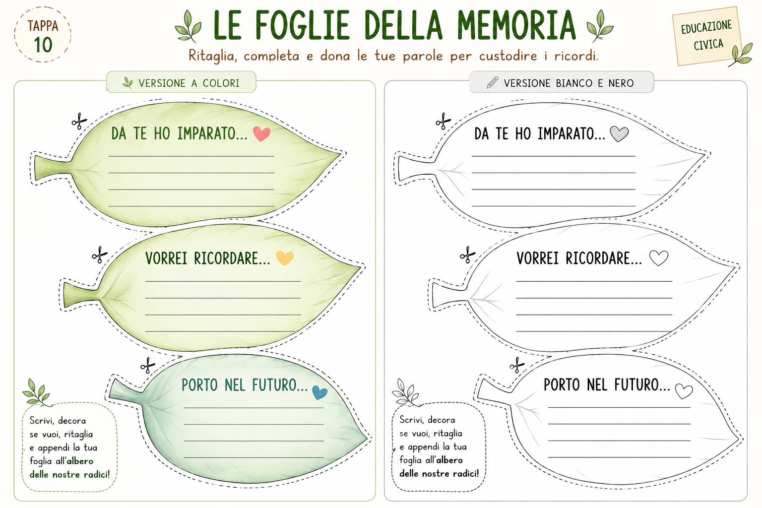 Le foglie della memoria - attività da ritagliare